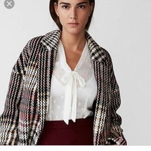 EXPRESS fitted tie neck medallion shirt